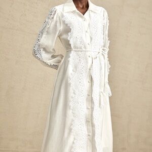 Elegant White Lace Trim Dress